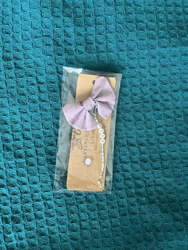 Purple Bow Beaded Bookmark gold